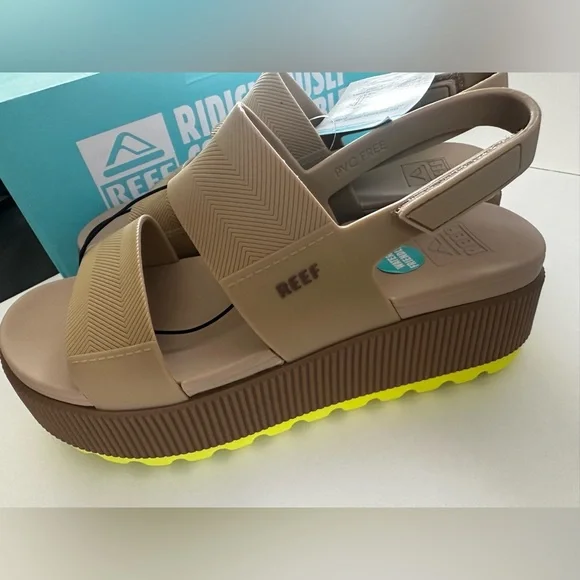 Reef Beige and Lime Water Vista Higher Platform Sandals - Picture 12 of 14